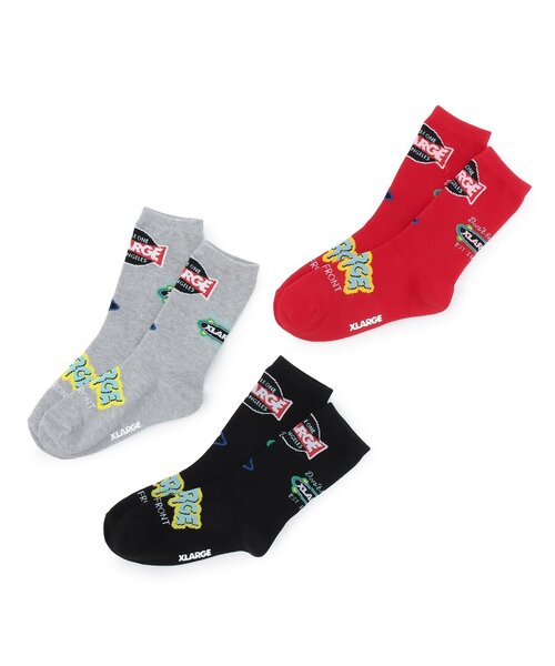 XLARGE KIDS(エクストララージキッズ)の「ミックスロゴ クルーソックス(ソックス/靴下・キッズ・レッド/トップグレー/ブラック・13-15cm/19-21cm/17-19cm/15-17cm)」の4枚目の写真