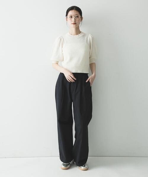 URBAN RESEARCH(アーバンリサーチ)の「ボリューム袖ショート丈ニット(ニット/セーター・レディース・ブラウン/オフホワイト/チャコールグレー・FREE)」の10枚目の写真
