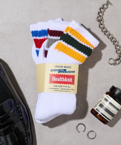 Healthknit(ヘルスニット)の「ギフトにもぴったり!【Healthknit】3足セットヘビーウェイトロングソックス クルーソックス 3PACK SET SOCKS(ソックス/靴下・メンズ・ホワイト/マルチ/アイボリー/オフホワイト/スモーク/その他/その他1/その他2/ホワイト系その他/ホワイト系その他2/その他3/その他4/その他5/その他6/その他7/その他8/その他14/その他13/その他16/その他15/ホワイト系その他3/その他17/ブラック/その他18/その他19・M/S/FREE)」の4枚目の写真