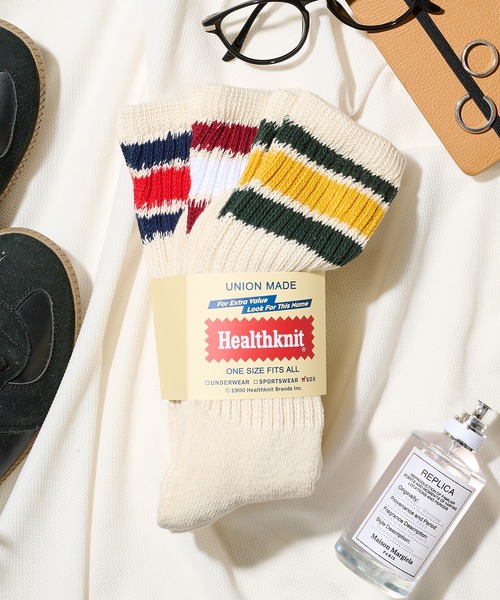 Healthknit(ヘルスニット)の「ギフトにもぴったり!【Healthknit】3足セットヘビーウェイトロングソックス クルーソックス 3PACK SET SOCKS(ソックス/靴下・メンズ・ホワイト/マルチ/アイボリー/オフホワイト/スモーク/その他/その他1/その他2/ホワイト系その他/ホワイト系その他2/その他3/その他4/その他5/その他6/その他7/その他8/その他14/その他13/その他16/その他15/ホワイト系その他3/その他17/ブラック/その他18/その他19・M/S/FREE)」の3枚目の写真