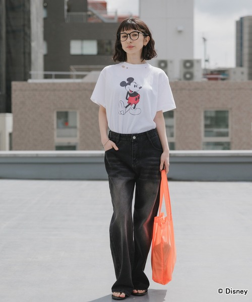 GOOD ROCK SPEED(グッドロックスピード)の「GOOD ROCK SPEED/グッドロックスピード/ MickeyMouse / Disney / ダメ―ジクルーネックTシャツ 2026年 夏 夏服(Tシャツ/カットソー・メンズ・ホワイト/ブラック・S/M/L)」の22枚目の写真