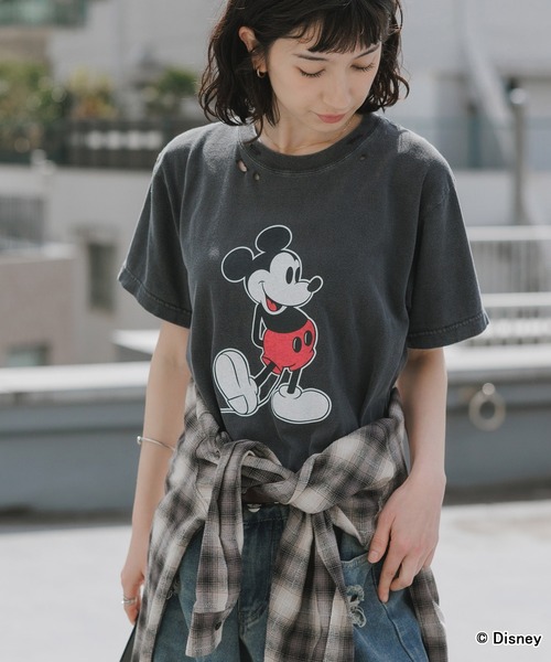 GOOD ROCK SPEED(グッドロックスピード)の「GOOD ROCK SPEED/グッドロックスピード/ MickeyMouse / Disney / ダメ―ジクルーネックTシャツ 2026年 夏 夏服(Tシャツ/カットソー・メンズ・ホワイト/ブラック・S/M/L)」の16枚目の写真