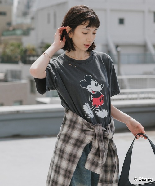 GOOD ROCK SPEED(グッドロックスピード)の「GOOD ROCK SPEED/グッドロックスピード/ MickeyMouse / Disney / ダメ―ジクルーネックTシャツ 2026年 夏 夏服(Tシャツ/カットソー・メンズ・ホワイト/ブラック・S/M/L)」の18枚目の写真