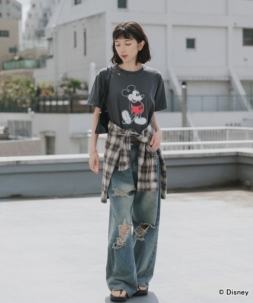 GOOD ROCK SPEED(グッドロックスピード)の「GOOD ROCK SPEED/グッドロックスピード/ MickeyMouse / Disney / ダメ―ジクルーネックTシャツ 2026年 夏 夏服(Tシャツ/カットソー・メンズ・ホワイト/ブラック・S/M/L)」の21枚目の写真
