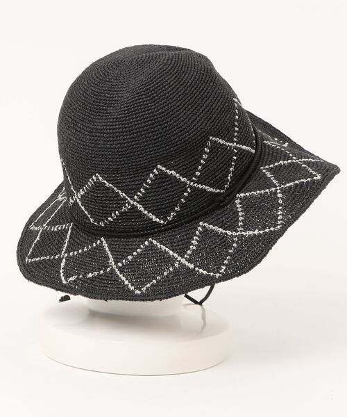 OVERRIDE(オーバーライド)の「OVERRIDE PAPER CROCHET ZIG-ZAG HAT / オーバーライド(ハット・レディース・ベージュ/ブラック・58cm)」の5枚目の写真
