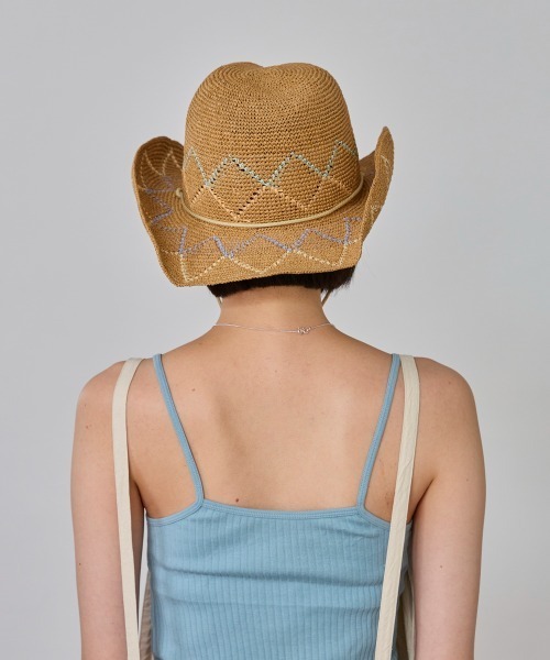 OVERRIDE(オーバーライド)の「OVERRIDE PAPER CROCHET ZIG-ZAG HAT / オーバーライド(ハット・レディース・ベージュ/ブラック・58cm)」の22枚目の写真