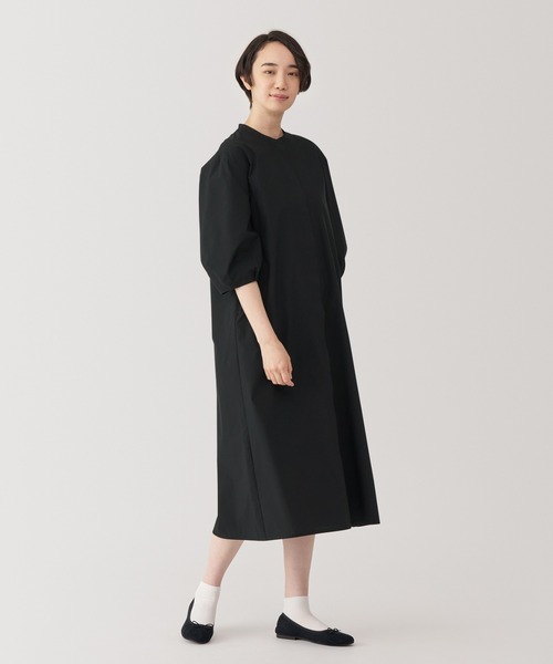 無印良品(ムジルシリョウヒン)の「婦人 乾きやすいブロード 七分袖ワンピース(ワンピース・レディース・ブラウン系/ブラック/ブラウン系1・S/XL/L/M)」の2枚目の写真