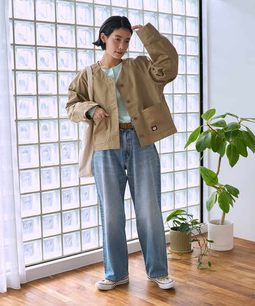 FREAK'S STORE(フリークスストア)の「RED KAP × FREAK'S STORE/レッドキャップ 別注 ノーカラーVネックジャケット<セットアップ対応>(ノーカラージャケット・レディース・その他2/ネイビー/ナチュラル/ベージュ/オリーブ・フリ-)」の9枚目の写真
