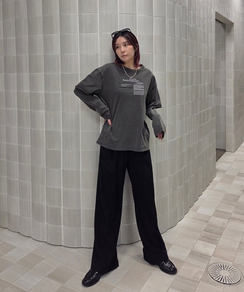 Ameri(アメリ)の「<ZOZOTOWN限定>VINTAGE LIKE LAYARD LONG TEE(Tシャツ/カットソー・レディース・ピンク/カーキ/チャコールグレー・FREE)」の14枚目の写真