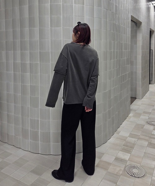 Ameri(アメリ)の「<ZOZOTOWN限定>VINTAGE LIKE LAYARD LONG TEE(Tシャツ/カットソー・レディース・ピンク/カーキ/チャコールグレー・FREE)」の15枚目の写真
