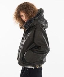 WISH FOR EVER | DRAW CODE DOUBLE ZIP ARTIFICIAL 2WAY HOOD BLOUSON / ドローコードダブルジップアーティフィシャル2WAYフードブルゾン(ブルゾン)