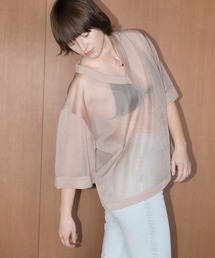 CLANE | SHEER V NECK KNIT TOPS(ニット/セーター)