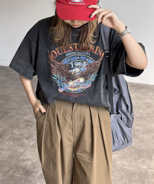 CPCM(シーピーシーエム)の「パウダー加工ヴィンテージライクT(Tシャツ/カットソー・レディース・グレー/ブラック系その他/ブラック系その他3/ブラック/グレー系その他/ブラック系その他2/グレー系その他2/グレー系その他3/ブラック系その他4・MEDIUM/LARGE/X-LARGE)」の2枚目の写真