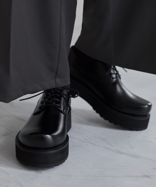 cussil(クシル)の「【cussil/クシル】【+6.5cm】プレーンワイドトゥダービーシューズ(ドレスシューズ・メンズ・ブラック・42/40/44)」の3枚目の写真