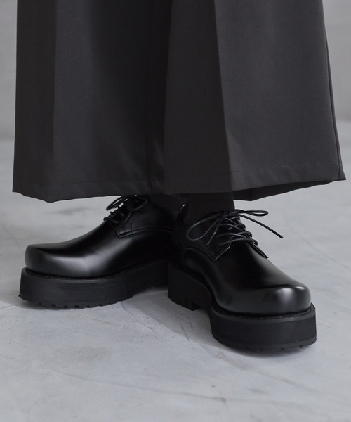 cussil(クシル)の「【cussil/クシル】【+6.5cm】プレーンワイドトゥダービーシューズ(ドレスシューズ・メンズ・ブラック・42/40/44)」の5枚目の写真