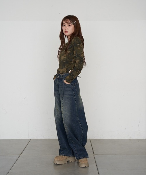 RAY CASSIN(レイカズン)の「【ウエスト調節可/2サイズ展開】バレルレッグデニムパンツ(デニムパンツ・レディース・ネイビー/ブルー/ブラック・S/M)」の19枚目の写真