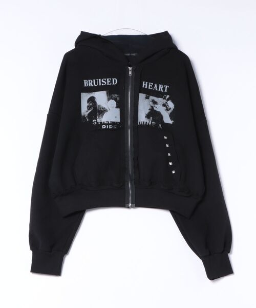L.H.P(エルエイチピー)の「DOGMA EHKS/ドグマエークス/OVERSIZED ZIP-UP HOODIE(パーカー・レディース・ブラック/ホワイト・F)」の2枚目の写真