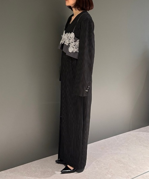 ANDRESD(アンドレスド)の「ピンストライプテーラードビスチェドレス / pinstripe tailored bustier dress(ドレス・レディース・ベージュ/ブラック/グレー・M/S/L)」の14枚目の写真