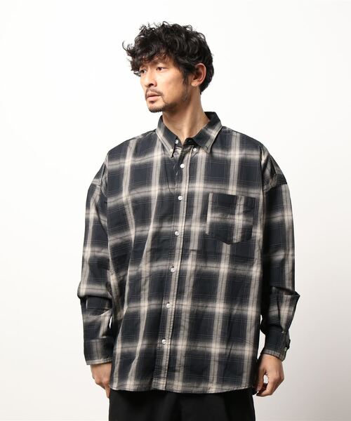 BACK NUMBER(バックナンバー)の「【BACK NUMBER】ビッグシルエットチェックシャツ(シャツ/ブラウス・メンズ・グリーン/ベージュ/ブラック・L/S/M)」の2枚目の写真