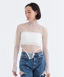 JOHN LAWRENCE SULLIVAN | 【JOHN LAWRENCE SULLIVAN/ジョンローレンスサリバン】FISH NET BODYSUIT HI-NECK TOP/フィッシュネットボディスーツハイネックトップ(Tシャツ/カットソー)