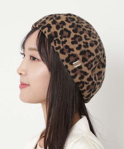 FURLA(フルラ)の「バスクベレー帽 ”レオパード” ロゴチャーム付(ハンチング/ベレー帽・レディース・ダークグレー/オフホワイト/キャメル・FREE)」の13枚目の写真