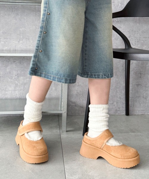 WEGO(ウィゴー)の「WEGO/ムートンタッチメリージェーンシューズ(スリッポン・レディース・ブラック/キャメル・LARGE/MEDIUM/SMALL)」の13枚目の写真