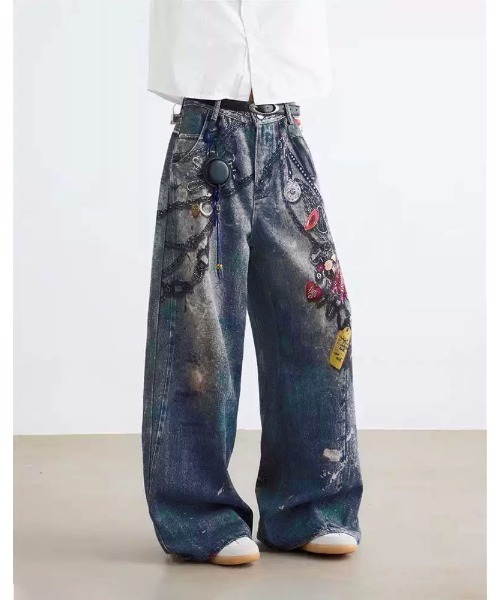 WESTSEA(ウエストシー)の「チェーンプリント デニムライク ワイドパンツ(その他パンツ・レディース・ブルー・M/L)」の9枚目の写真