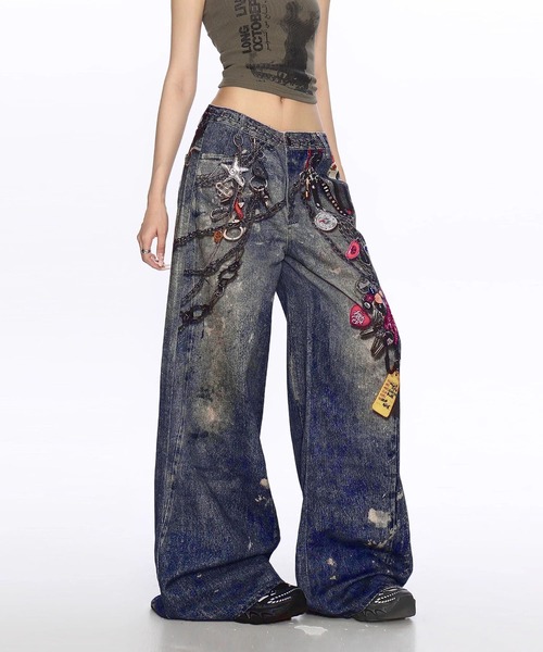 WESTSEA(ウエストシー)の「チェーンプリント デニムライク ワイドパンツ(その他パンツ・レディース・ブルー・M/L)」の15枚目の写真