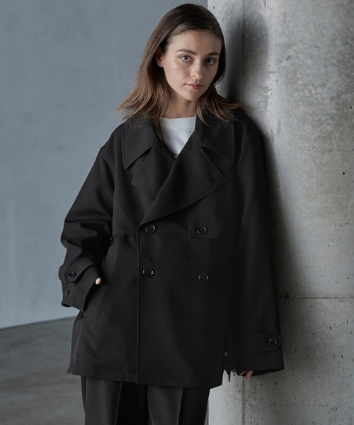 【SERACE】Oversize drape stand neck short trench coat / オーバーサイズドレープスタンドネックショートトレンチコートの12枚目の写真