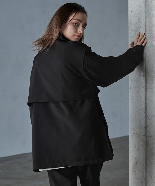 【SERACE】Oversize drape stand neck short trench coat / オーバーサイズドレープスタンドネックショートトレンチコートの13枚目の写真