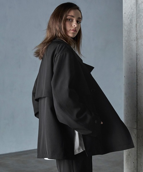 【SERACE】Oversize drape stand neck short trench coat / オーバーサイズドレープスタンドネックショートトレンチコートの14枚目の写真