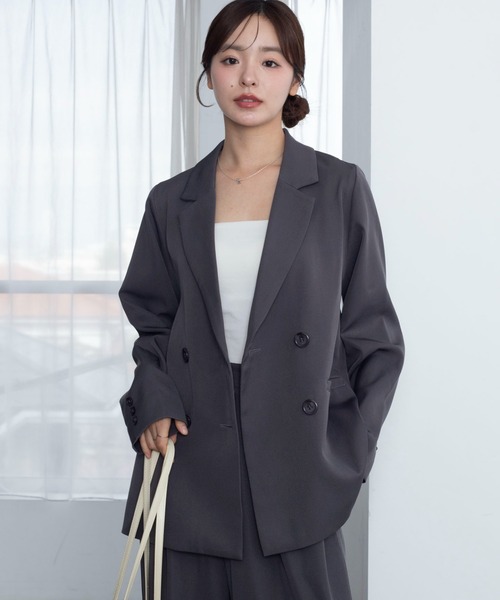 WEGO(ウィゴー)の「WEGO/【ZOZO限定・26年春再入荷!】ダブルボタンテーラードジャケット(テーラードジャケット・レディース・ネイビー/グレー/ブラウン/アイボリー・FREE)」の3枚目の写真