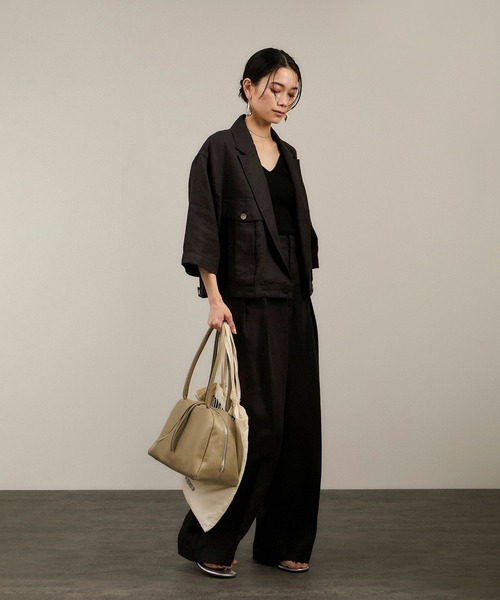 SALON adam et rope'(サロン アダム エ ロペ)の「リネンツイルタックパンツ(スラックス・レディース・ブラック/ピンク/ベージュ・S/M)」の11枚目の写真