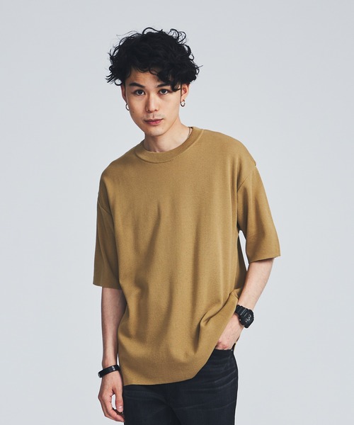STUDIOUS(ステュディオス)の「【STUDIOUS】ウォッシャブルミラノリブサマーニットTシャツ【ZOZO限定アイテム】(ニット/セーター・メンズ・ホワイト/ブラック/ベージュ/グレー/ブルー/オレンジ/サックスブルー/ホワイト×ブラック/ネイビー/レンガ・1/2/3)」の5枚目の写真