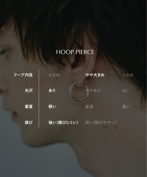 WYM LIDNM(ウィム バイ リドム)の「HOOP PIERCE / GRAIN PIERCE / TWIST HOOP PIERCE / SEED PIERCE(ピアス(片耳用)・メンズ・シルバー/シルバー系2/シルバー系3/シルバー系4/ゴールド・FREE)」の13枚目の写真