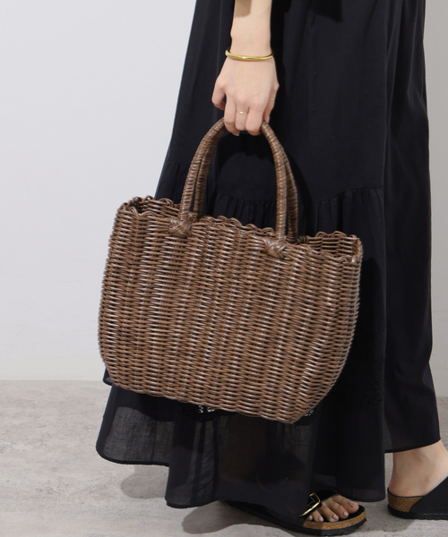 Le Voyage en Panier(ルヴォヤージュアンパニエ)の「【Le voyage en panier/ルヴォヤージュアンパニエ 】PVC Bag:かごバッグ(かごバッグ・レディース・ブラック/ブラウン・FREE)」の1枚目の写真