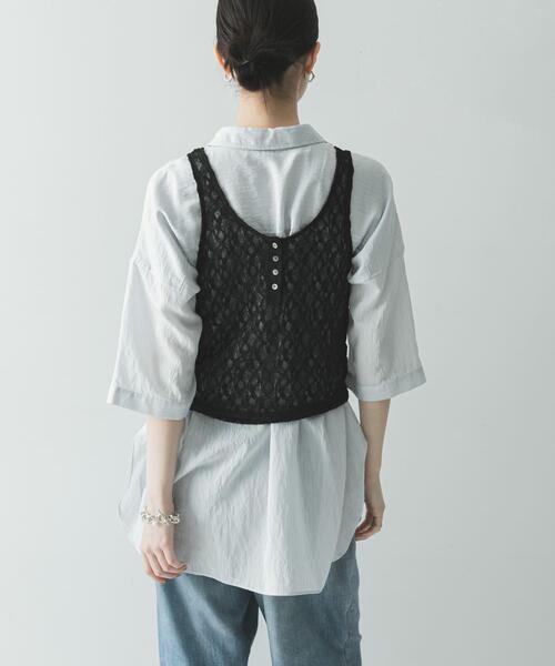 URBAN RESEARCH(アーバンリサーチ)の「ハーフスリーブストライプシャツ(シャツ/ブラウス・レディース・ブラウン系その他/ブルー系その他・FREE)」の6枚目の写真