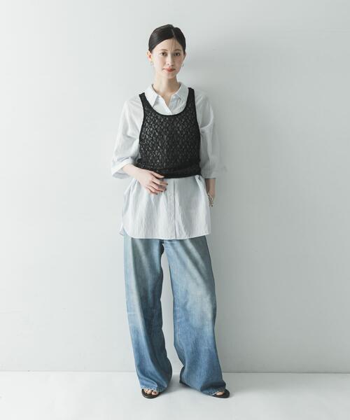 URBAN RESEARCH(アーバンリサーチ)の「ハーフスリーブストライプシャツ(シャツ/ブラウス・レディース・ブラウン系その他/ブルー系その他・FREE)」の5枚目の写真