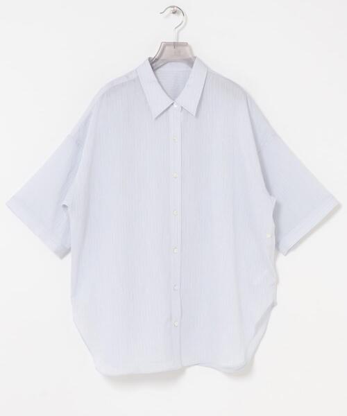 URBAN RESEARCH(アーバンリサーチ)の「ハーフスリーブストライプシャツ(シャツ/ブラウス・レディース・ブラウン系その他/ブルー系その他・FREE)」の4枚目の写真