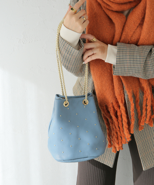MARLON FIRENZE(マーロンフィレンツェ)の「【MARLON FIRENZE/マルロン】スタッズチェーンBAG:バッグ(クラッチバッグ・レディース・ブラック/ブラウン系その他/ブルー・FREE)」の6枚目の写真
