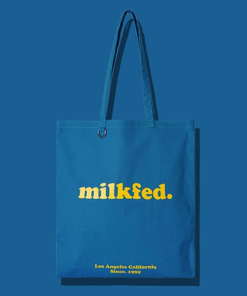 《MILKFED.定番人気》カラフルな組み合わせがお洒落な大容量トートバッグ。FLAT LIGHTTOTE COOPER OUI LOGOの4枚目の写真