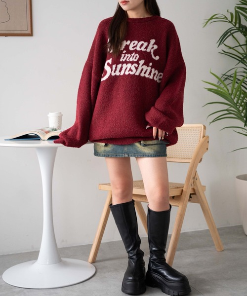 WEGO(ウィゴー)の「WEGO/【☆SNSで話題沸騰中の人気アイテム☆】ロゴジャガードフラッフィーニット(ニット/セーター・レディース・グリーン/レッド/アイボリー・FREE)」の21枚目の写真
