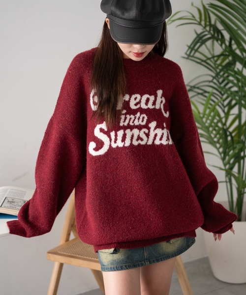WEGO(ウィゴー)の「WEGO/【☆SNSで話題沸騰中の人気アイテム☆】ロゴジャガードフラッフィーニット(ニット/セーター・レディース・グリーン/レッド/アイボリー・FREE)」の9枚目の写真