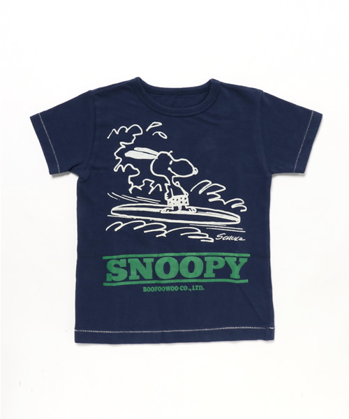 BOOFOOWOO(ブーフーウー)の「波乗りスヌーピー半袖Tee(Tシャツ/カットソー・キッズ・グレー/ナチュラル/ネイビー・150/140)」の3枚目の写真