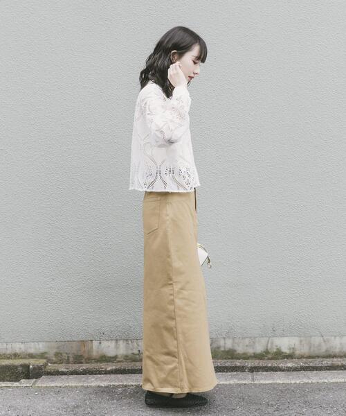 ITEMS URBANRESEARCH(アイテムズ アーバンリサーチ)の「『イージーケア』ストレッチチノスカート(楽着シリーズ)(スカート・レディース・ライトベージュ/ネイビー/キャメル・MEDIUM/SMALL)」の8枚目の写真