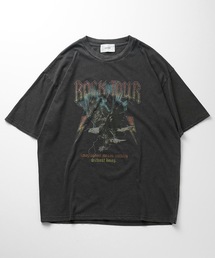 Confirm | ヴィンテージライク レトロプリント ピグメント加工 ビッグシルエット半袖バンドTシャツ カットソー【Confirm】2023SS(Tシャツ/カットソー)