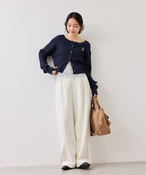 POLO BCS(ポロ ビーシーエス)の「【POLO BCS】VIS別注ミニケーブルノーカラーカーディガン(カーディガン/ボレロ・レディース・イエロー/ホワイト/ネイビー/ブラック・FREE)」の19枚目の写真