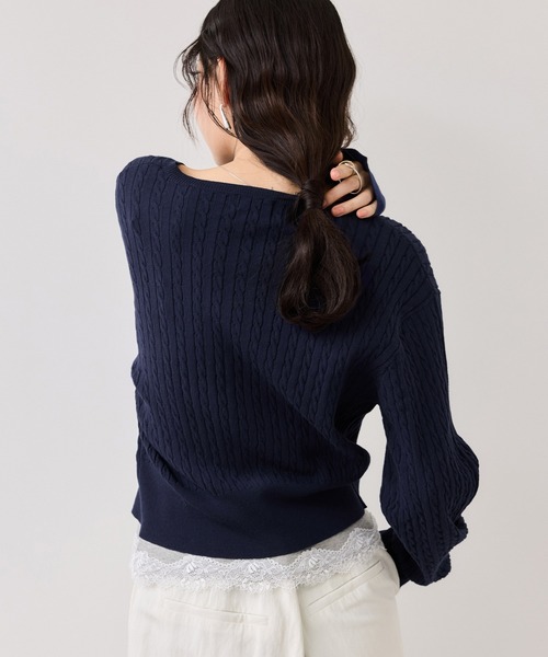 POLO BCS(ポロ ビーシーエス)の「【POLO BCS】VIS別注ミニケーブルノーカラーカーディガン(カーディガン/ボレロ・レディース・イエロー/ホワイト/ネイビー/ブラック・FREE)」の17枚目の写真