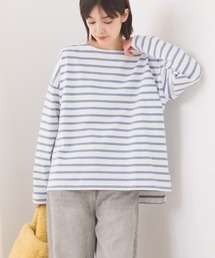 OMNES | 10番単ボーダーワイドシルエットスリット長袖Tシャツ(Tシャツ/カットソー)