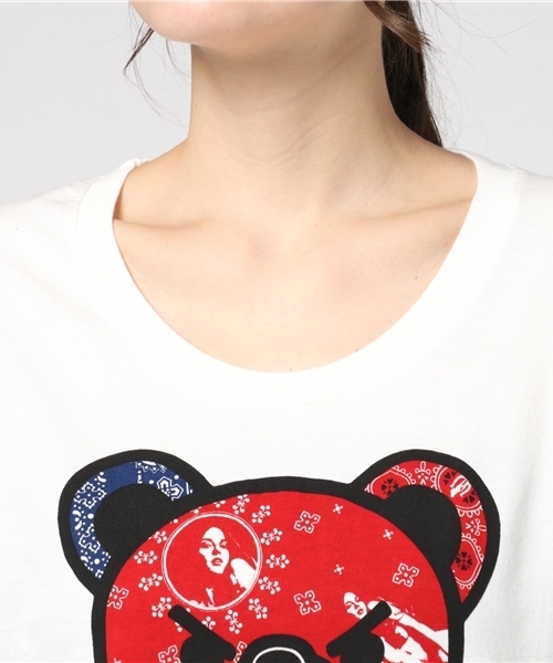 HYSTERIC GLAMOUR(ヒステリックグラマー)の「BANDANA BEAR プリント ビッグTシャツ(Tシャツ/カットソー・レディース・ホワイト/ブラック・FREE)」の8枚目の写真